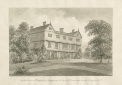 ブロートンホール：セピア画、1848 作： John Buckler