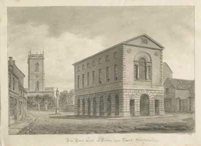 Burton-upon-Trent - Town Hall: Sepia drawing 作： John Buckler