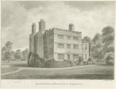 バタートンホール：セピア画、1844 作： John Buckler