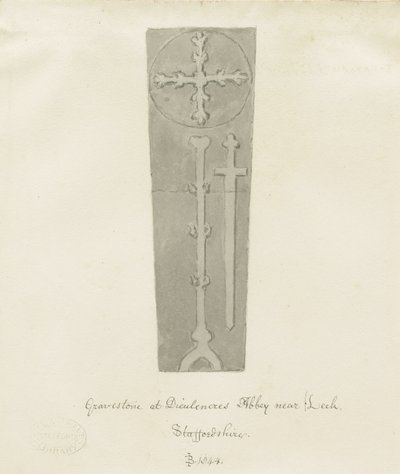 Dieulacres Abbey：セピア色の描画 作： John Buckler