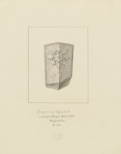 ドレイトンバセット教会-棺の蓋：セピア画、1838 作： John Buckler