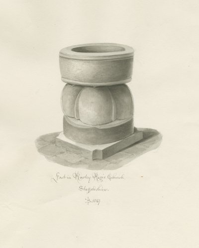 Rowley Regis Churchのフォント：セピア色の描画 作： John Buckler