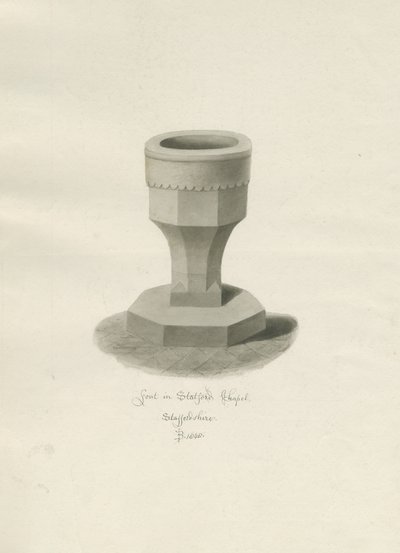スタットフォールドチャペルのフォント：セピア画、1848 作： John Buckler