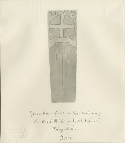Leek Church - 墓石：セピア画 作： John Buckler