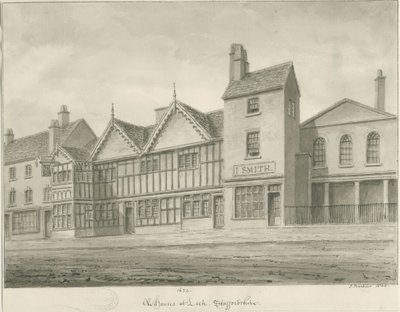 リークタウン-オールドハウス：セピア画、1844 作： John Buckler