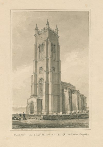 ノーフォーク-クローマー-セントピーター＆セントポール教会：セピア画、1847 作： John Buckler