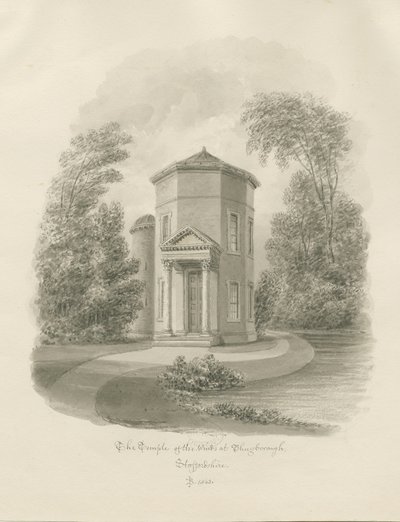 Shugborough-風の神殿：セピア画、1843 作： John Buckler