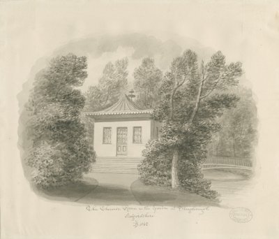 Shugborough - The Chinese Room: Sepia wash drawing 作： John Buckler