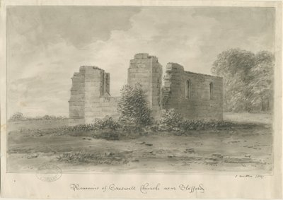 スタッフォード-クレスウェルチャペル：セピア色の描画、1837年 作： John Buckler