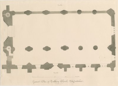 Tutbury Priory Church - Plan: pencil and sepia drawing, nd [?1812] (drawing) 作： John Buckler