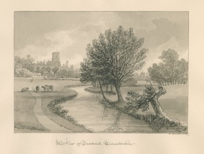 ウスターシャー-ドロイッチ-町の西側ビュー：セピア画、1833 作： John Buckler