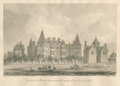 ウスターシャー-ウエストウッドパーク：セピア画、1820 作： John Buckler