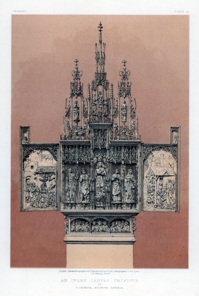 19世紀の象牙彫刻の三連祭壇画。 作： John Burley Waring