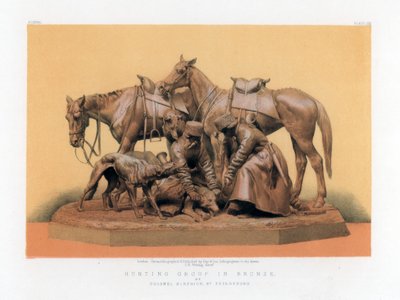 ブロンズの狩猟グループ、19世紀。 作： John Burley Waring