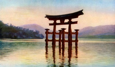 宮島の厳島神社の鳥居、日本、1930年頃 作： John Bushby