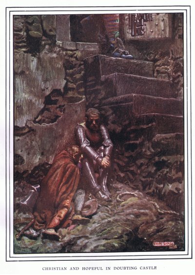 クリスチャンであり、疑わしい城で希望に満ちている 作： John Byam Liston Shaw