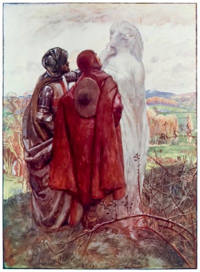 巡礼者からの多くの妻がこの世界から進歩し、ジョン・バニヤン（1628-1688）によって描写されます。 作： John Byam Liston Shaw