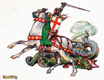 セントジョージとドラゴン、プリンセスマリーホセ児童書からのイラスト、1916年発行 作： John Byam Liston Shaw
