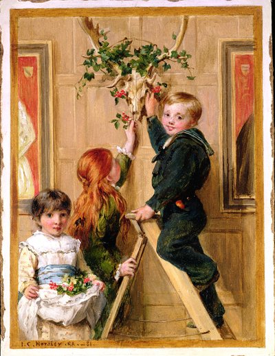 ホリーで飾る、1881 作： John Callcott Horsley
