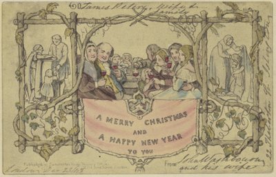 最初のクリスマスカードのファクシミリ複製 作： John Callcott Horsley