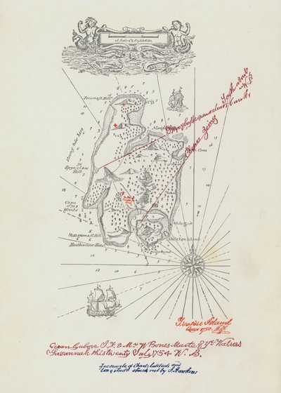 宝島の地図（カラーリトグラフ 作： John Cameron