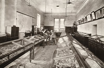 博物館、Camborne Mining school、J.C. Burrows と William Thomas による「Mongst mines and miners, or Underground Scenes by Flash-Light」のイラスト、パブ。 1893年（セピア写真） 作： John Charles Burrow