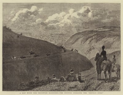 ブライトンハリアー、悪魔の堤防を越える猟犬との1日 作： John Charles Dollman