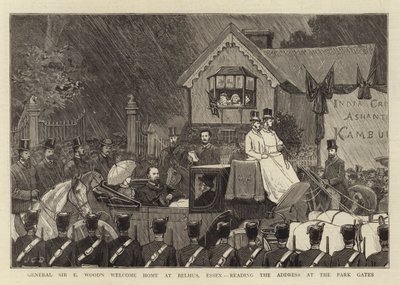 エセックスのベルハスにあるサーウッド将軍のウェルカムホーム、パークゲートの住所を読んで 作： John Charles Dollman