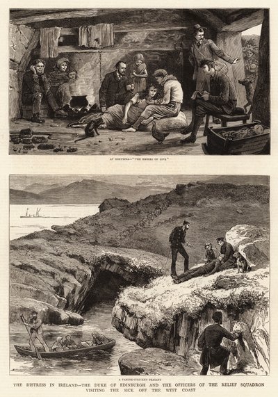 アイルランドの遭難、エジンバラ公、救急隊の役員が西海岸の病気を訪ねる 作： John Charles Dollman