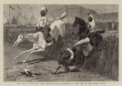 ズールー戦争の終結、ウポコ渓谷のキャンプでのバストスによるハードルレース 作： John Charles Dollman