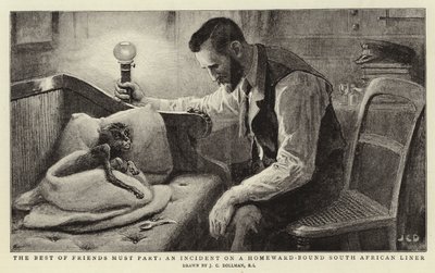 最高の友達は別れなければならない、故郷に向かう南アフリカの定期船の事件 作： John Charles Dollman