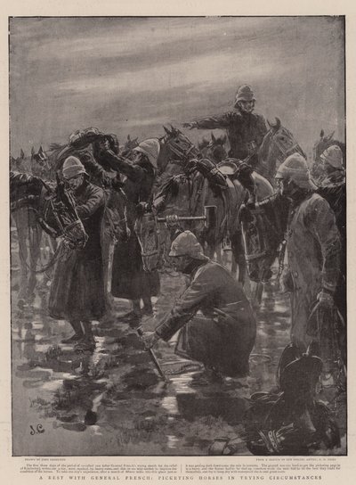 一般的なフランス人との休息、状況に応じて馬をピケる 作： John Charlton