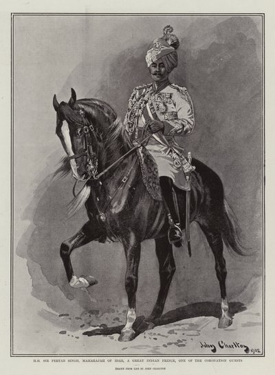 戴冠式のゲストの1人である偉大なインドの王子、Idarのマハラジャ、Hir Sir Pertab Singh 作： John Charlton