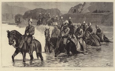 アフガン戦争、フォードを横切る騎兵 作： John Charlton
