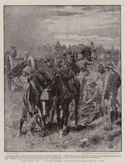 強制的な行進の価格、砲兵の馬が壊れる 作： John Charlton