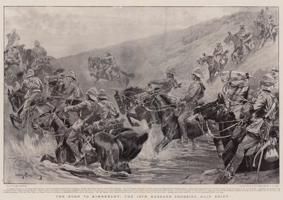キンバリーへの突進、クリップドリフトを横断する10人目の騎兵 作： John Charlton