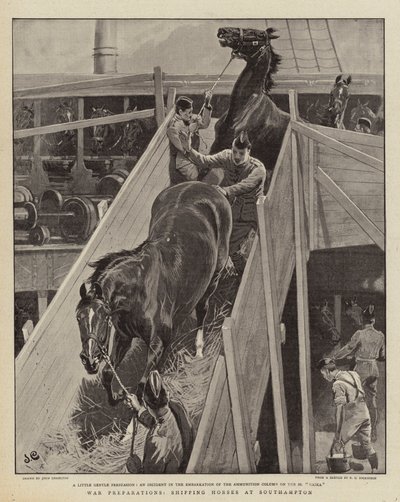 戦争準備、サウサンプトンで馬を出荷 作： John Charlton