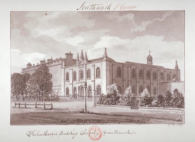 Philanthropic Society Institution、London Road、Southwark、London、1827 に属するチャペル 作： John Chessell Buckler