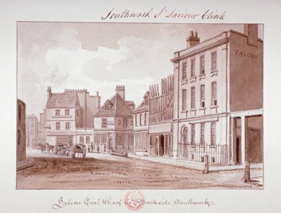 「ファルコン石炭埠頭、バンクサイド、サザーク」、ロンドン、1827 作： John Chessell Buckler