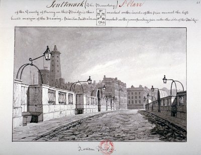 ロンドン橋、サザーク、ロンドン、1827 作： John Chessell Buckler