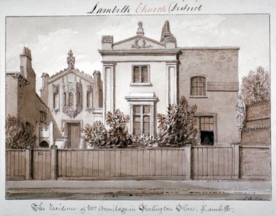 ペンリントン プレイス、ランベス、ロンドン、1828 年のアーミテージ氏の住居 作： John Chessell Buckler