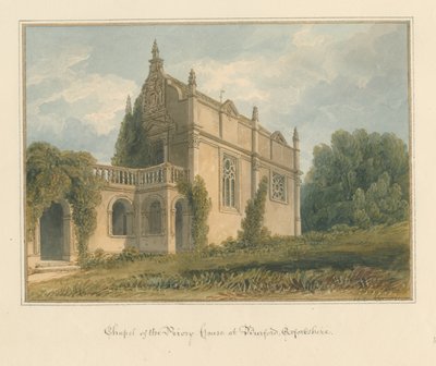 オックスフォードシャー-バーフォード-修道院の家の礼拝堂、1821年 作： John Chessell Buckler