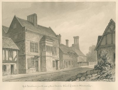 Worcesteshire-Droitwich-Workhouse：セピア色の描画 作： John Chessell Buckler