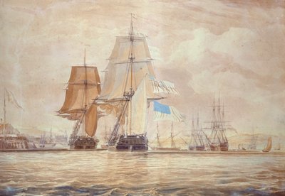 1813年に「チェサピーク」をハリファックス港に導いたHMS「シャノン」 作： John Christian Schetsky