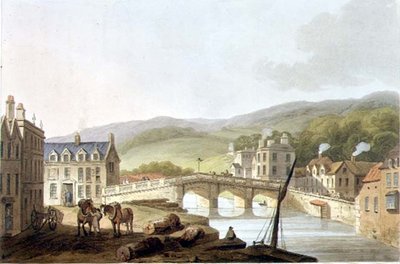 ジョン・ヒル（1770-1850）が彫刻した「Bath Illustrated by a Series of Views」から、ウィリアム・ミラーが出版した「Old Bridge」。 作： John Claude (after) Nattes