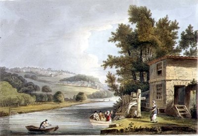ジョン・ヒル（1770-1850）が彫刻した「Bath Illustrated by a Series of Views」から、ウィリアム・ミラーが出版した「Old Ferry」。 作： John Claude (after) Nattes