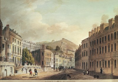 I.ヒル、1806年に彫刻された「バス、一連のビューで示される」からのアクスフォードとパラゴンの建物（アクアチント） 作： John Claude Nattes
