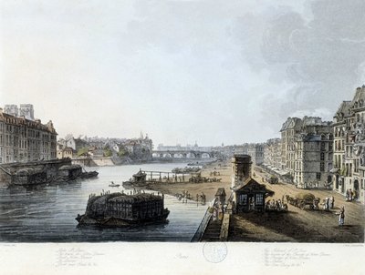 パリ、ノートルダム橋 - J.C.によるドローイング松、1810年頃 作： John Claude Nattes