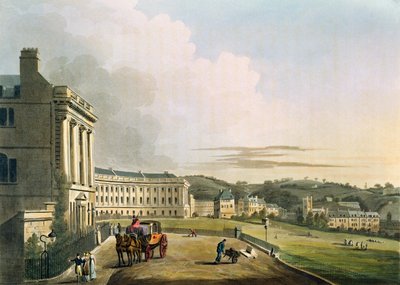 ジョンヒル（1770-1850）のパブによって刻まれた、「一連の眺めによって描かれたお風呂」からのクレセント。ウィリアム・ミラー、1804（アクアチント）（詳細は92989を参照） 作： John Claude Nattes