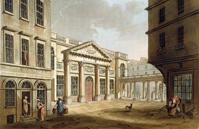 ジョンヒル（1770-1850）のパブによって刻まれた「一連の眺めによって示されるバス」からのポンプ室。ウィリアム・ミラー、1804年（アクアチント） 作： John Claude Nattes